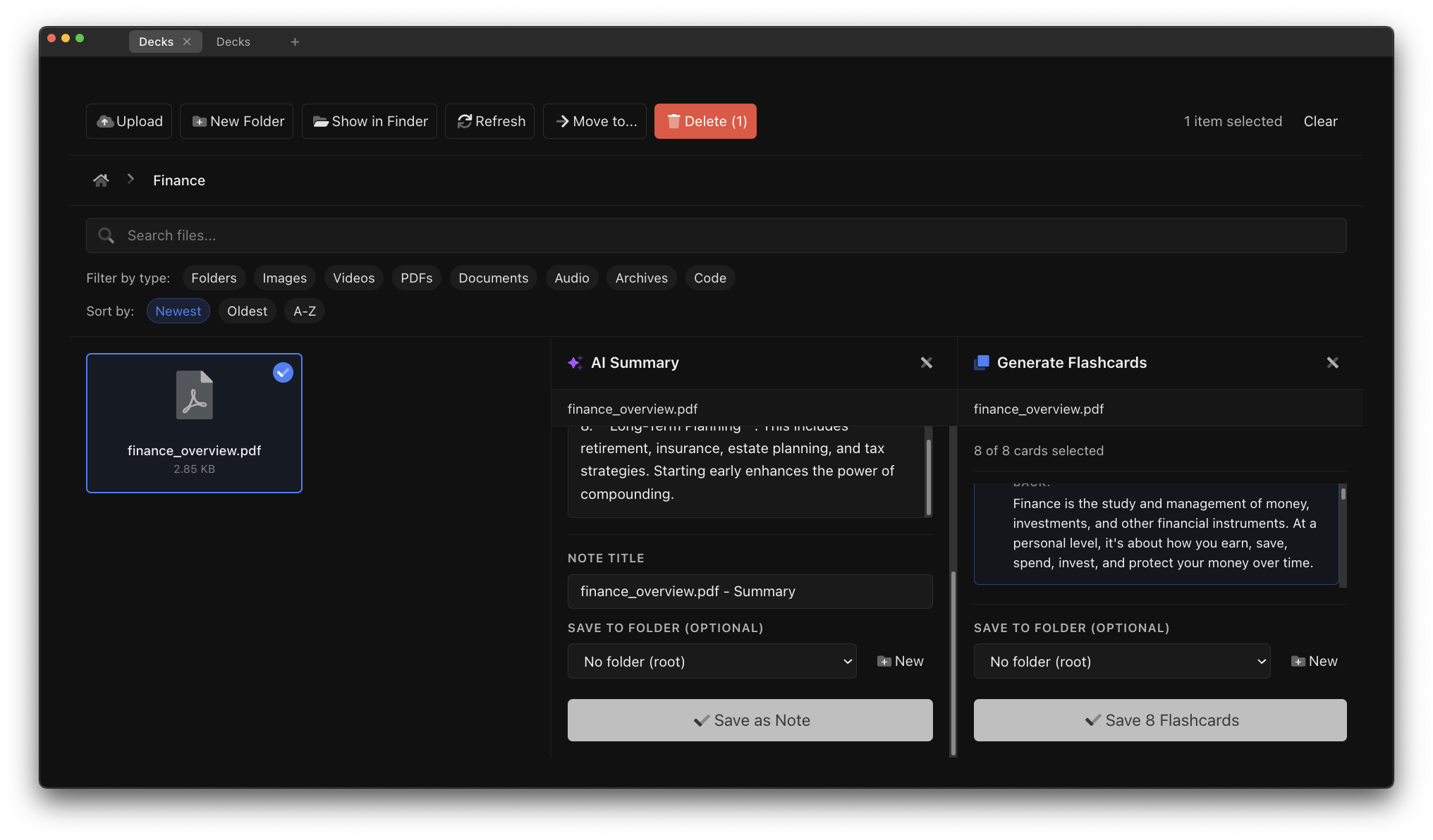 AI-generated content from a document