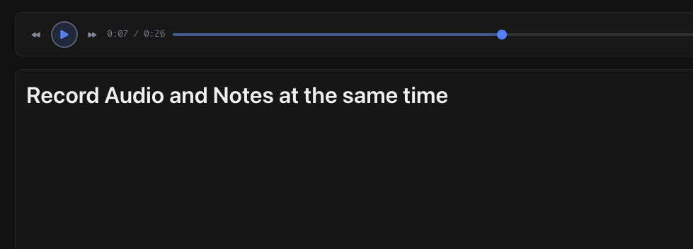 Screenshot of Minutes playback showing audio controls and text appearing in sync